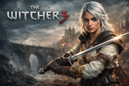 "Arte conceitual de Ciri e Geralt ilustrando os rumores da nova DLC The Bridge de The Witcher 3"