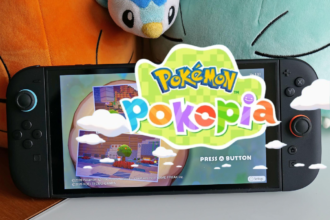 Console Nintendo Switch 2 rodando o menu principal de Pokémon Pokopia.