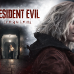 Grace Ashcroft explorando um corredor escuro e decadente em Resident Evil Requiem.